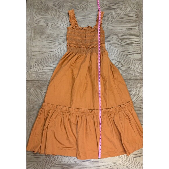 Aureum BOHO Smocked Midi Sundres Orange Russet M - Picture 4 of 9